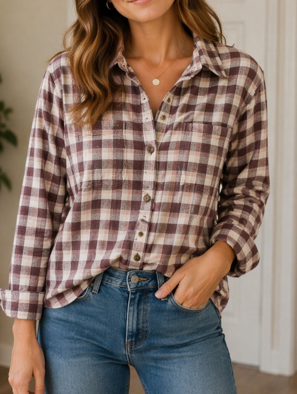 Carhartt Brown Plaid Button Down Shirt Rugged Workwear Flannel Cotton Outdoor